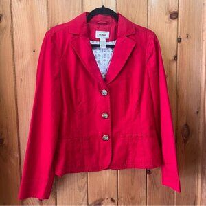 L.L. Bean Blazer Women’s Size 12 Regular Red  0JHL8 Career Cotton NEW!
